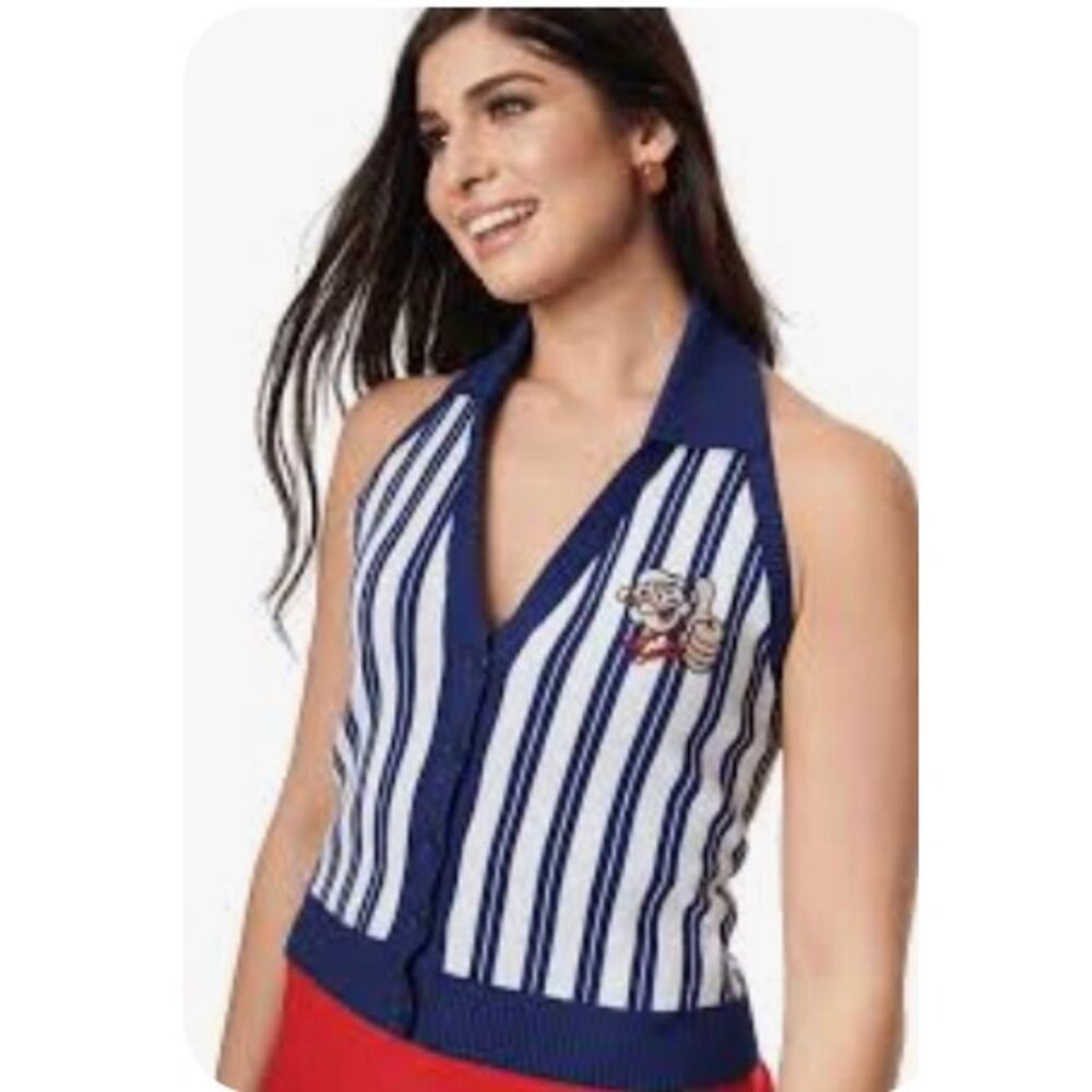 New! Popeye x Unique Vintage Blue Striped Sweethaven Sweater Sz 5X #46